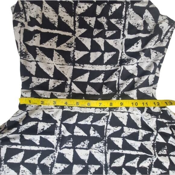 Bar III halter sleeveless black and white art deco skater dress medium - Picture 8 of 9